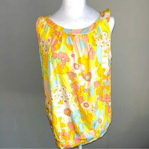 Ann Taylor Loft Yellow Women’s Floral Tank Top Sz Large
